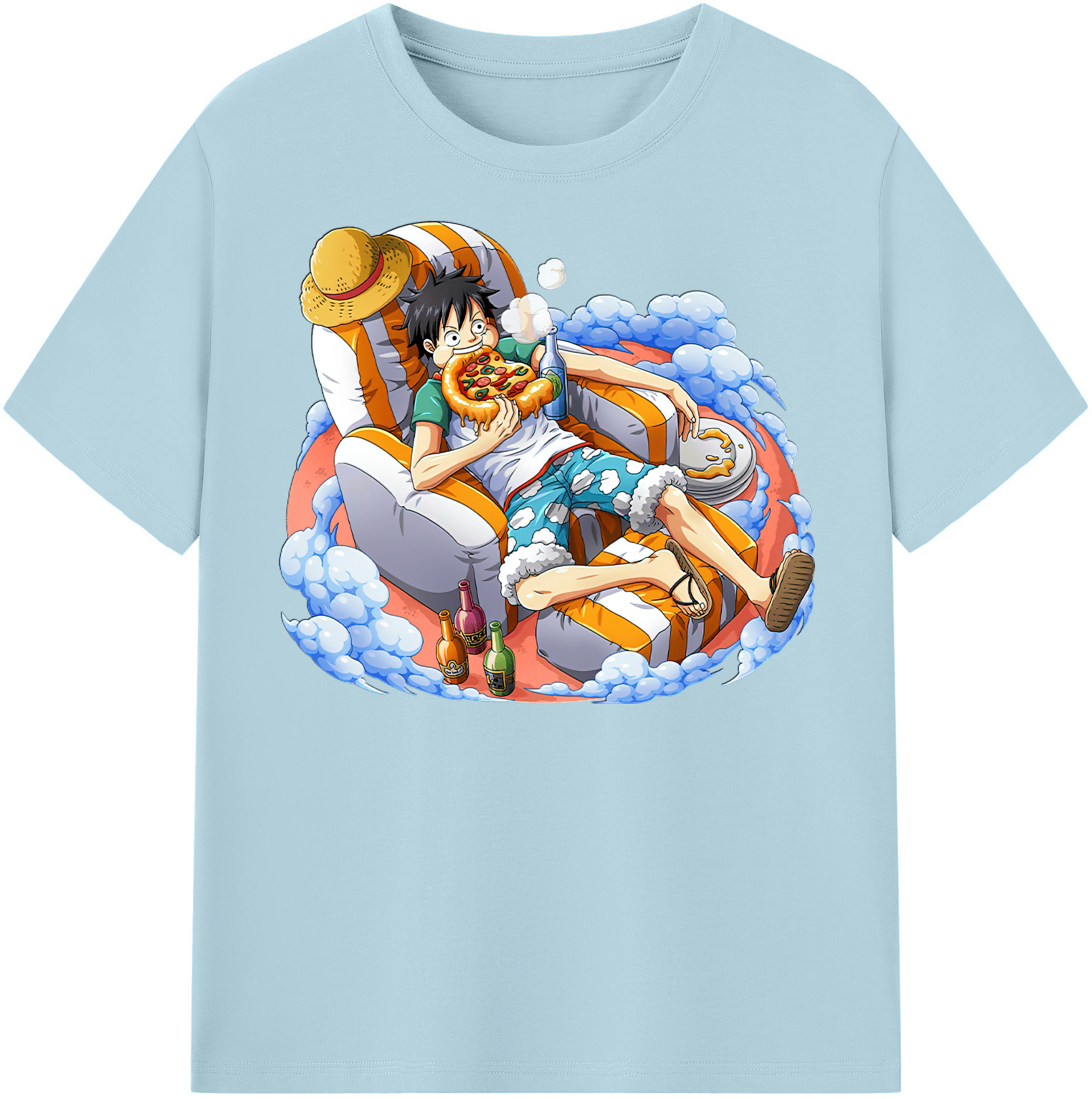 ワンピース モンキー・D・ルフィ ONE PIECE Monkey D. Luffy 綿100％半袖Tシャツ（フロントプリント）